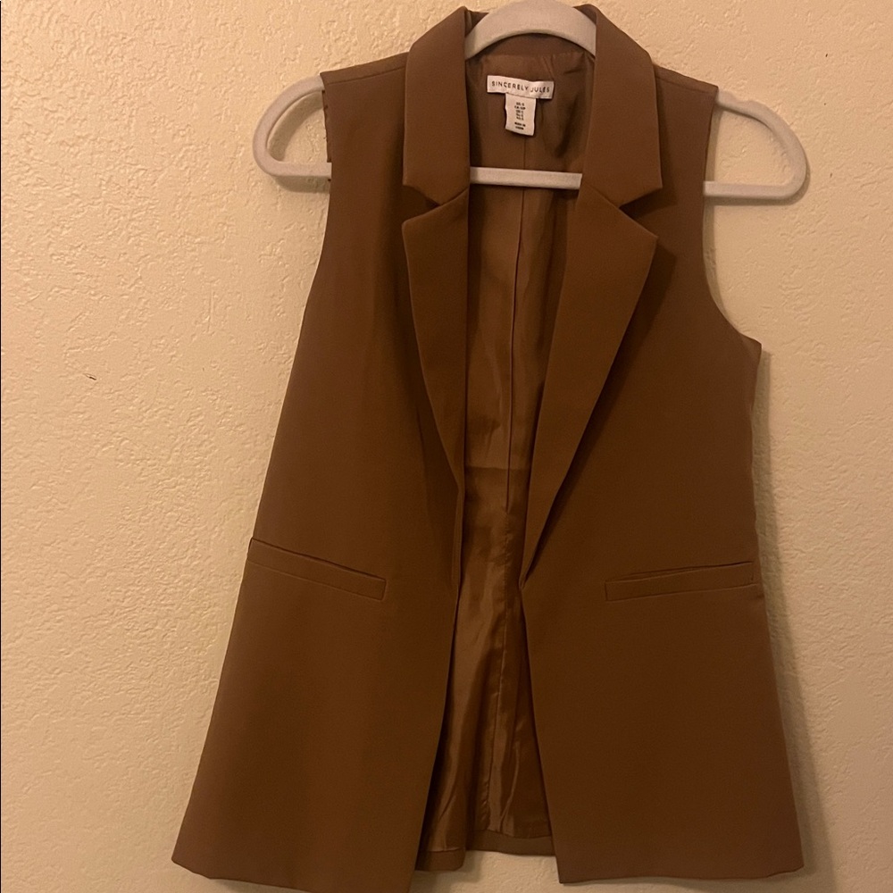 Sincerely Jules Brown Sleeveless Vest